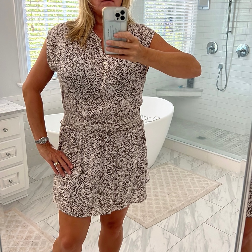 Rails, mini dress in super soft fabric, elasticized waist, cheetah print
